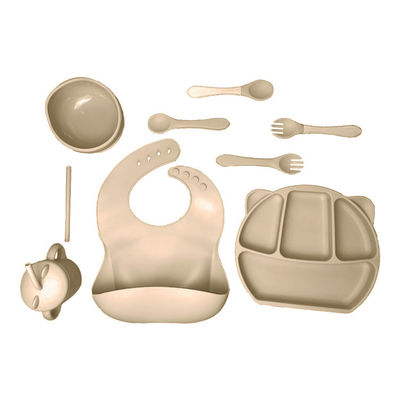 Beli Baby Feeding Silicone Bib And Bowl Set Food Grade Dengan Garpu Dan Sendok online manufacture