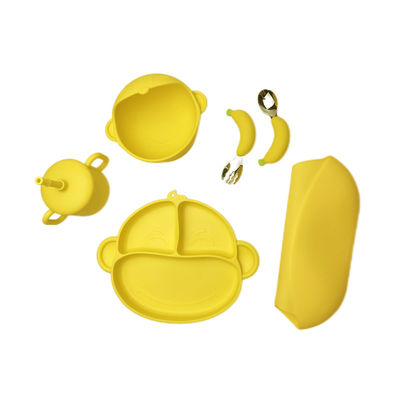 Beli Set Peralatan Makan Bayi Silikon Praktis Food Grade Bentuk Monyet Kartun online manufacture