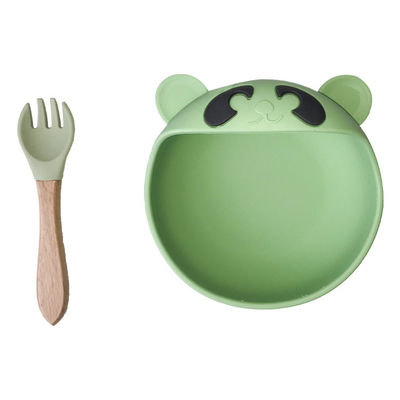 Beli ODM Silicone Baby Tray Bear Shape Feeding Suction Bowl And Spoon Microwave Safe online manufacture