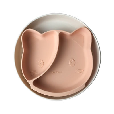 Beli BPA Free Silicone Baby Tray Cat Shape Tableware Feeding Plate Disesuaikan online manufacture