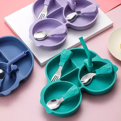 Beli Wadah Penyimpanan Makanan Hisap Silikon Portabel Piring Bayi Anak MHC dengan Sedotan online manufacture