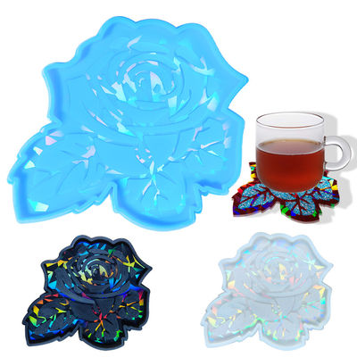Beli MHC 3d Unik Resin Coasters Rose Flower Coasters Emas Holographic Silicone Resin Mold online manufacture