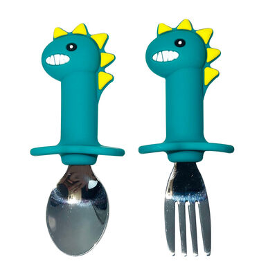 buy Sendok Bayi Silikon Bentuk Hewan Lucu Garpu Buah Gagang Pendek Kartun Dinosaurus Sendok Makan Anak online manufacture