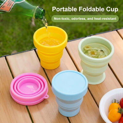 buy Grosir Cangkir Lipat Silikon Food Grade Logo Kustom Cangkir Minum Perjalanan Lipat Ulang Portabel Botol Air Silikon online manufacture