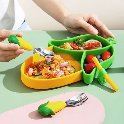 Dibagi Piring Jagung Set Silicone Baby Feeding Set Basis Hisap Non Slip