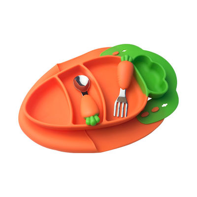 Carrot Shape Silicone Baby Feeding Set Alat Makan Food Grade Ramah Lingkungan
