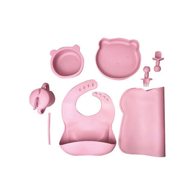 Set Makan Bayi Silikon Tahan Lama 6 Pcs Piring Bebas BPA Straw Sippy Cup