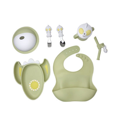 Set Makanan Bayi Silikon Disesuaikan Food Grade Bib Dan Set Mangkuk Dengan Sendok