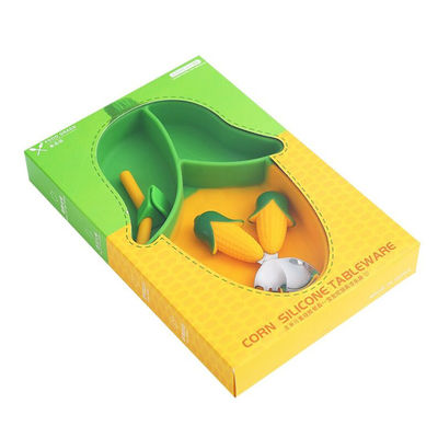 3pcs Silicone Baby Feeding Plate Set Food Grade Jagung Bentuk Ukuran Disesuaikan