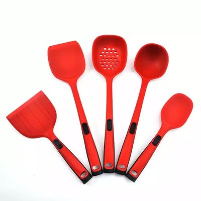 Bebas BPA 5 Buah Peralatan Memasak Spatula Silicone Kitchenaid Set Tahan Panas