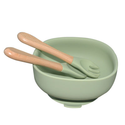 Silicone Baby Tray Silicone Bowl Baby Disesuaikan Pendatang Baru Bentuk Bulat Bpa Gratis Dengan Sendok