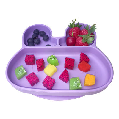Baby Feeding Bpa Free Suction Plate Food Grade Bentuk Kelinci Disesuaikan