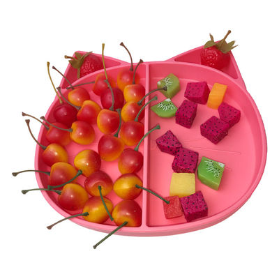 Baby Training Feeding Silicone Plate Hot Selling Disesuaikan Bentuk Kucing Bebas Bpa