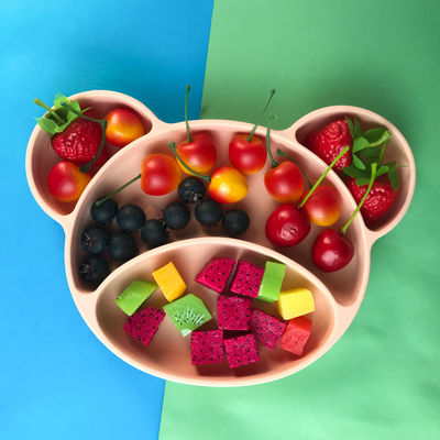 Baby Feeding Bpa Free Silicone Suction Plate Hot Selling Disesuaikan Bentuk Beruang
