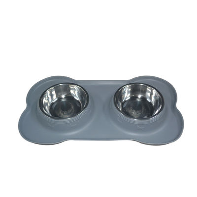 Double Pack Silicone Pet Supplies Mangkuk Makan Hewan Peliharaan Anjing Logo Disesuaikan