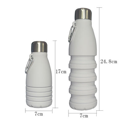Silicone Foldable Biodegradable Botol Air Dapat Digunakan Kembali 550ml Abu-abu Disesuaikan