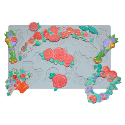 Peralatan Kue Silikon Rumah Tangga Fondant Mould Mat Non Stick Disesuaikan