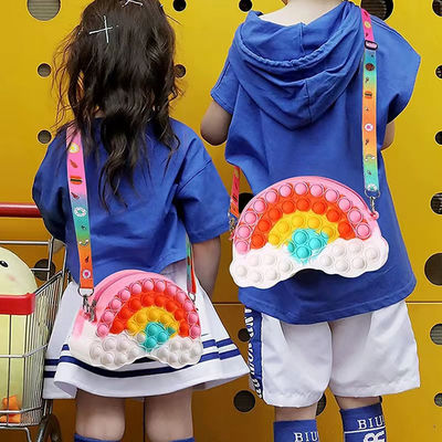 Satchel Zipper Purse Silicone Bubble Toys Mengambang Awan Pelangi
