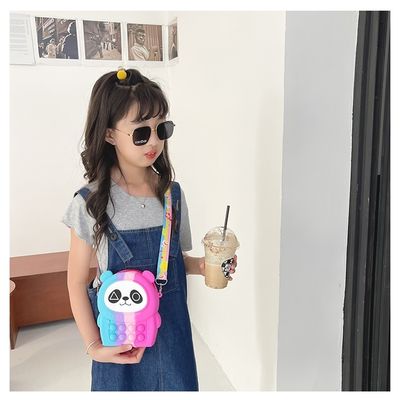Silicone Shoulder Fidget Pop Purse Panda Kartun Lucu Untuk Anak-Anak