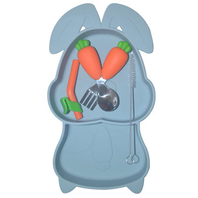 6 Pcs Set Silikon Makan Bayi Piring Tidak Beracun Piring dengan Piala Bib Piring Mangkuk Sendok Garpu