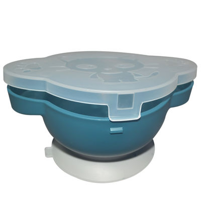 Reusable Baby Silicone Bowl Small Suction Silicone Dibagi Sendok Piring Dengan Tutup Set