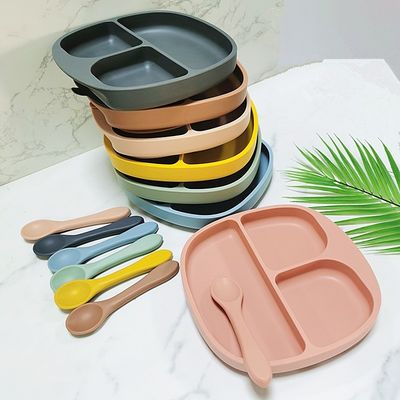 Piring Bayi Silikon Khusus Dengan Suction Feeding Nonslip Balita Untuk Anak