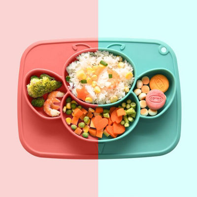 Cangkir Hisap Peralatan Makan Anak Piring Peralatan Makan Bayi Silikon Peralatan Makan Balita Anti Selip