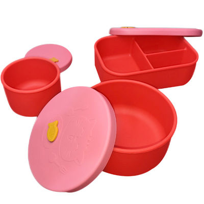 Food Grade Silikon Lunch Box Microwave Pemanasan Konservasi Box Kompartemen Disegel