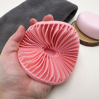 Disesuaikan Logo Ellipse Pink Pijat Scalp Sikat Silikon Kembali Sikat Mandi Scrubbers