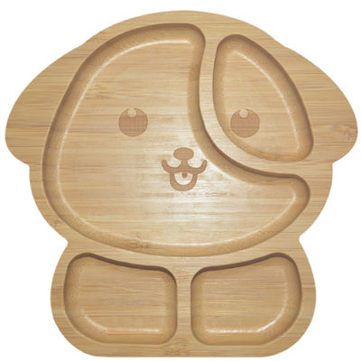 MHCsilicon bambu bayi piring bebas BPA dipisahkan hisap Dining kayu makanan bambu peralatan