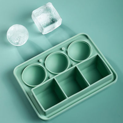 MHC Ice Cube Trays Untuk Freezer Silikon Dengan Tutup Besar Kuadrat Dan Bulat Alat Es Krim