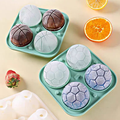 MHC Eco-Friendly Silicone Ice Cube Trays Untuk Freezer Dengan Cover Balls 3D Football Round Ice Mould