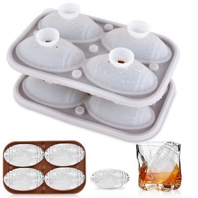 Pabrik MHC Grosir Ice Cube Tray Bentuk Lucu Dengan Bola Tutup 3D Rugby Football Ice Tray