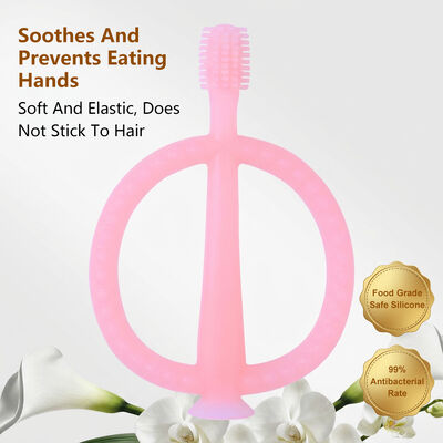 Sikat Gigi Bayi Teether Silikon Food Grade dengan Alas Hisap Sikat Gigi Pelatih Bayi Lembut Mainan Gigitan untuk Bayi